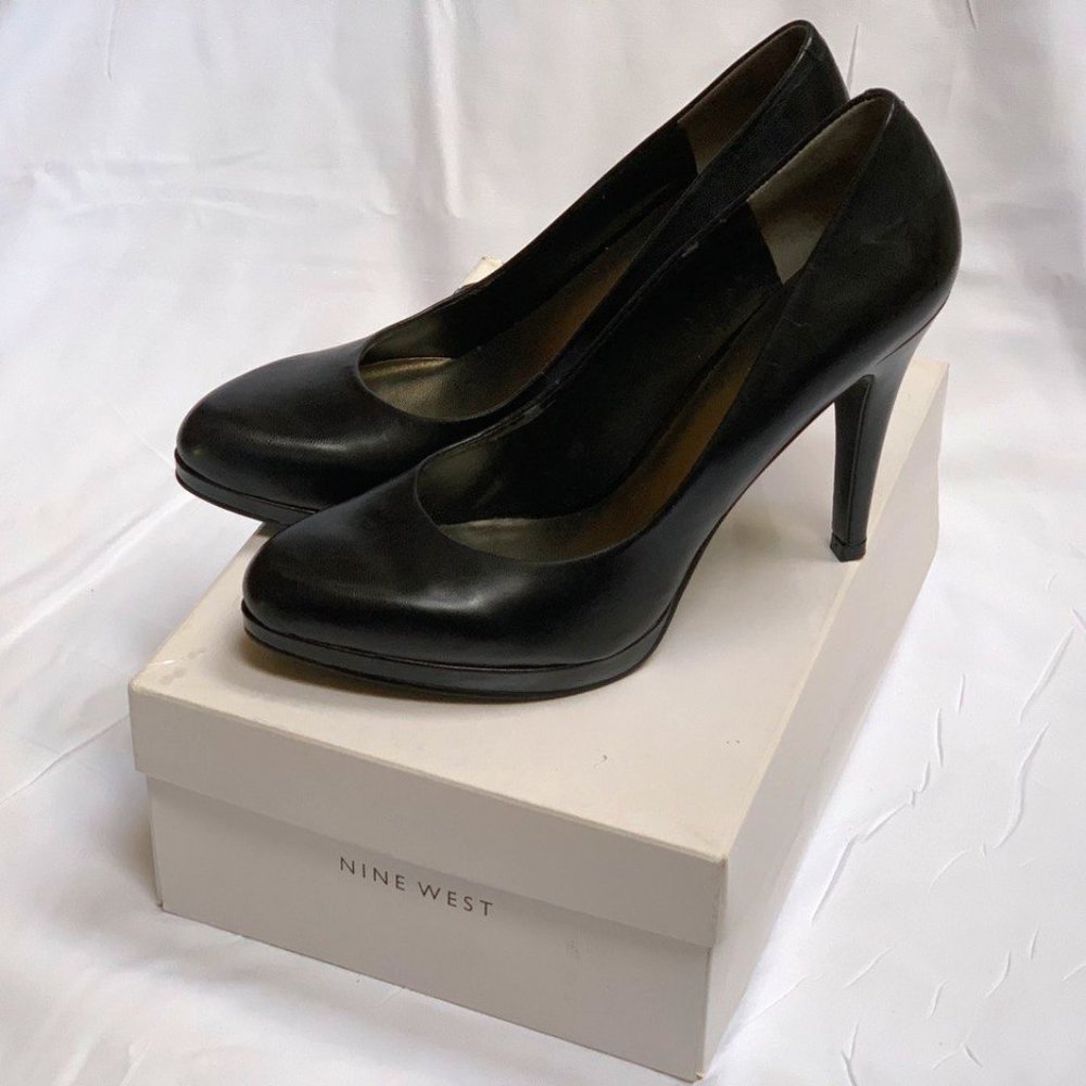Nine West Rocha Dress Pumps Black Leather Heels